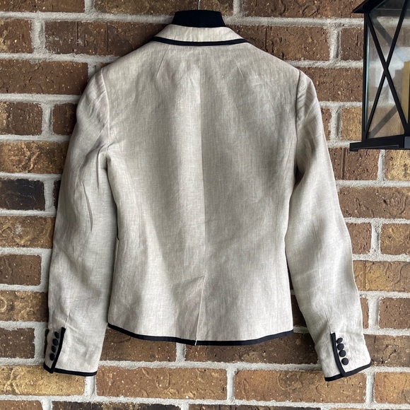 J.Crew 100% Linen Schoolboy Cream and Black Blazer - Picture 4 of 10